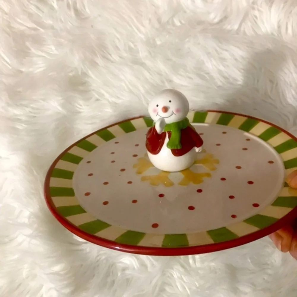 Ceramic Snowman Snack/Appetizer Plate